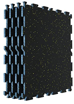 RajoNN Ineinandergreifende Gummi-Bodenfliesen, geräusch- und stoßdämpfende Puzzle-Trainingsmatte für Heim-Fitnessstudio und Fitnessraum (Farbe: 20 Stück, Größe: 50 x 50 x 1,5 cm)