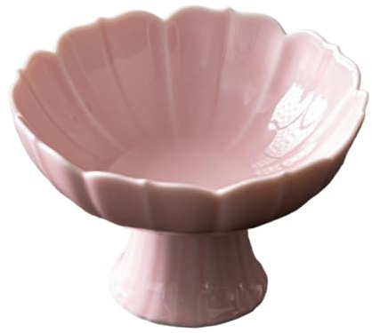 Gralara Portafrutta con piede in ceramica, piedistallo, ciotola per snack, piatto, centrotavola, espositore da dessert per la cucina del soggiorno, ROSA