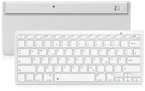 Bluetooth Tastatur für PC, Notebook, Windows, Mac, Chrome OS, Android, iPad OS, Apple TV, Deutsches Layout, Kabellose QWERTZ Multi-Device-Tastatur