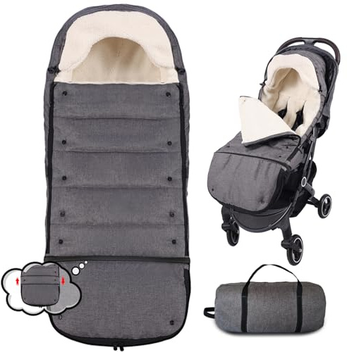 Aloskart Sacco Passeggino Invernale, Coprigambe Passeggino Universale Grande, Sacco Nanna Passeggino Impermeabile, Coprigambe Invernale, Sacco a pelo Passeggino Grande (Grigio)