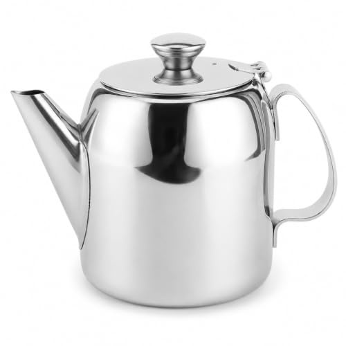 WPKD BLUEIY 500ml Stainless Steel Teapot,Stove Top Kettle,Silver Cold Short Spout Tea Kettle,Curved Single-Sided Lid,for Camping,Restaurant Kitchen (12x9.5cm)