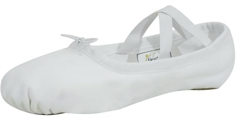flexdans balettskor, kanvas, balettskor, ballerinaskor ballerinaskor gymnastiksko för flickor kvinnor, Vitt, 40 EU