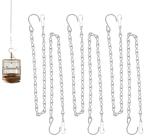 Blumenampel Ketten 6 Stück, Ketten Zum Aufhängen Metall, 50 cm Haken Blumentopfkette, Schmiedeeisen-Kette mit Haken, Hängekorb für Pflanzen, Innen&Außen Hängepflanztopf, Metallkette für Pflanzenhänger