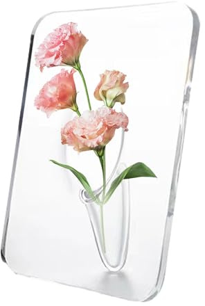 Florero con Marco de Fotos, Florero con Marco,Florero acrílico 2D - Florero acrílico, Art Déco, decoración de Mesa Moderna, florero para Sala de Estar, diseño de Marco de Imagen para estantería