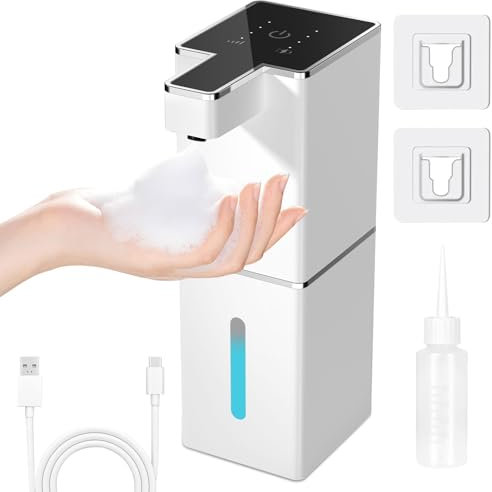 RDDAIPE 380ml Schaumseifenspender Automatisch, Seifenschaumspender Automatisch,Seifenspender Automatisch mit Sensor,Wandbefestigung,No Touch, Ohne Bohren,Elektrischer Seifenspender für Bad,Küche,Büro