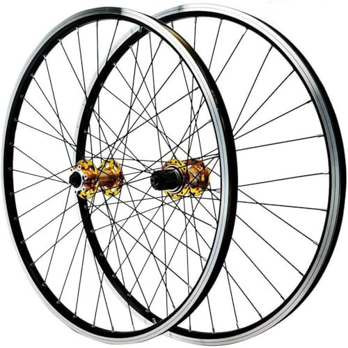 WENNEWU Gelb,26Inch, 26 27,5 29 Zoll Laufradsatz, Hinterrad, Vorderrad, Hohlkammerfelge, Mountainbike-Laufradsatz, Schnellspanner MTB-Laufrad