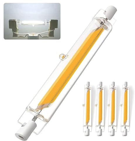 Dvnoua R7S LED 118mm Dimmbar Lampen, 20W LED COB Glühbirne Kaltweiß 6000K, 2000LM, R7S 118mm Lampen Ersatz für 200W Halogen Leuchtmittel, Kein Flackern, 360°Abstrahlwinkel, 4PCS