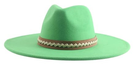 WUFANGBU Fedora Trilby Filzhut Hut Cowboyhut Zylinder Flache Krempe Panama Filz Hut M(56-58Cm) Grün