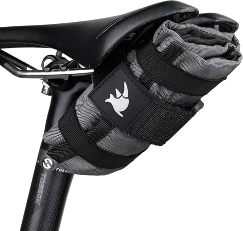 Faltbare Fahrrad-Werkzeugtasche mit elastischen Bändern – Werkzeugbeutel für Oberrohr, Rahmendreieck oder Sattel – Wasserdichte Aufbewahrungstasche mit Netzfächern & vielseitiger Befestigung (Grau)
