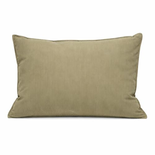 Quantum Interior by Maxland Cord-Dekokissen, Sofakissen mit Streifen, Grau, 45x45 cm und 50x70 cm, Weiche Rückenlehne für Sofa und Bett (Oliv, 50x70 cm)