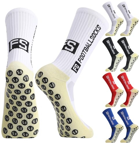 Utensilsto 4 Paare Socken Fussball Herren Kinder Fußballsocken 35-39 Anti Rutsch Grip Fußball Socken Sportsocken für Herren Jungen Fussball Basketball Laufen Rugby Tennis