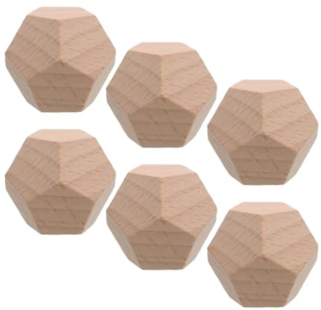 Milisten Set mit 6 Würfeln aus Rohholz, 12 Seiten, 3 cm, Bastelblöcke mit abgerundeten Ecken, vielseitige Spielwürfel für kreative Freizeit und Gesellschaftsspiele, DIY Familie, natürlich, nein