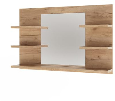 Vicco Badspiegelschrank Wilbur, Goldkraft Eiche, 78 x 50 cm | mit Regalen, zur Wandmontage mit offenem Ablagefach