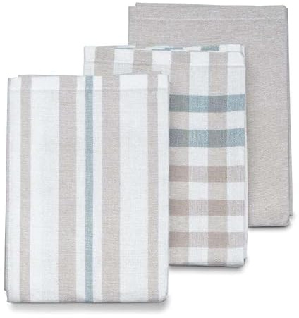 kela Pasado Juego de 3 paños de cocina de algodón, 65 x 45 cm, color gris, absorbentes de algodón, textiles de cocina para cocina y hogar