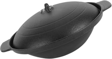 STOBAZA Olla de Hierro Fundido para Arroz y Estofado Resistente Altas Temperaturas con Mango Aislante para Uso Doméstico para Guisos y Arroz Cazuela