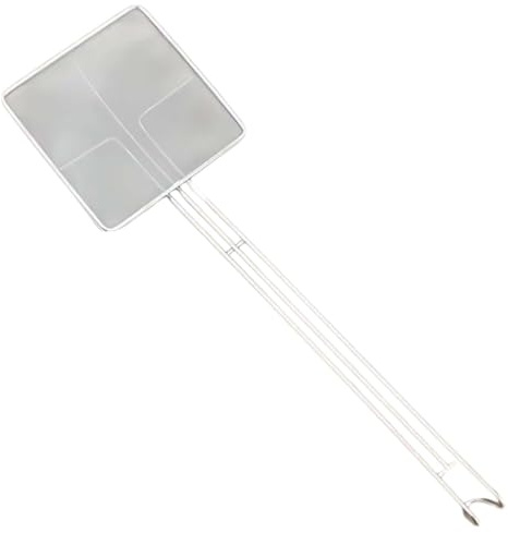 Espumadera de aceite, Cuchara de espumadera Cuchara coladora de acero inoxidable Cucharón plano cuadrado con mango largo Malla fina, Espátula coladora de aceite para freidora Pasta Cocina