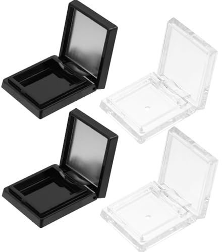 Cabilock Set 4pezzi Scatole Vuote per Ombretti Quadrate in Plastica Nera e Bianca, Organizer Cosmetici Compatto per Ombretto e Blush da Viaggio