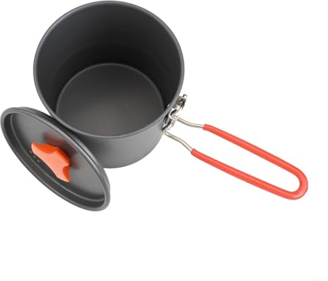 Jonikuper Casserole de camping légère et pliable de 1 L, en aluminium anodisé dur pour le camping, la randonnée et le pique-nique, pot portable pour thé, café, soupe, lait