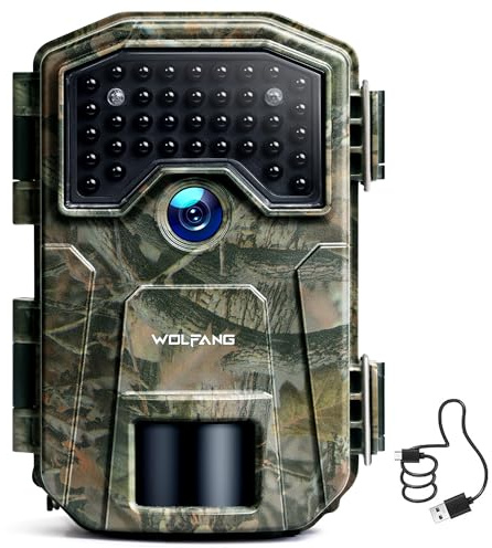 WOLFANG Cámara de Caza, 48MP 4K HD Cámara Fototrampeo, Nocturna 940 NM LED IR Sin Brillo con 0,3 s Activación, Cámara Caza Impermeable IP66 para Vida Silvestre y Monitoreo de Seguridad