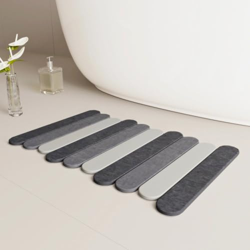 ELISPACES Alfombra Diatomita Baño Plegable y Enrollable 60x39 cm | Alfombrilla de Secado Rápido y Super Absorbente | Piedra Diatomea Antideslizante y Antibacteriana para Baño, Cocina y Hogar. Tricolor