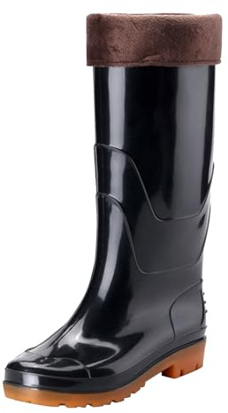 ZTBKW Waterproof Boots Men's Outdoor Summer Boots for Fishing Half Height Rain Shoes High Rubber Boots Breathable Half Boots Rain Boots with Low Heel Wellington Boots Men Lined, black, 5 UK