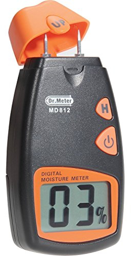 Feuchtigkeitsmessgerät, Dr.meter Pin-Typ Holzfeuchtemessgerät Holz Feuchtigkeitsmesser für Holz und Baustoffe mit LCD-Display, Automatische Ausschaltfunktion (inklusive 9V Batterie und 2 Ersatzsonden)