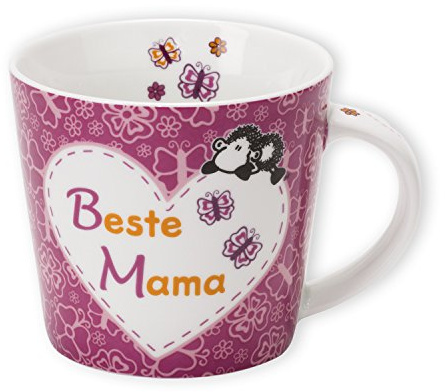 Sheepworld Tasse mit Spruch Beste Mama | Kaffeetasse mit Herz, Porzellan, Rosa | Geschenk für Mama, Muttertag, Geburtstag, Weihnachten | 43472