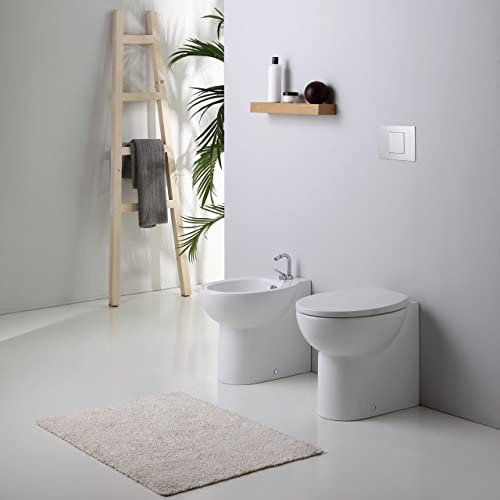 Kiamami Valentina - Coppia di Sanitari Bagno a Terra | Modello Patascoss | WC e Bidet in Ceramica | Sanitari Filo Muro | Kit di Fissaggio Non Incluso, Bianco