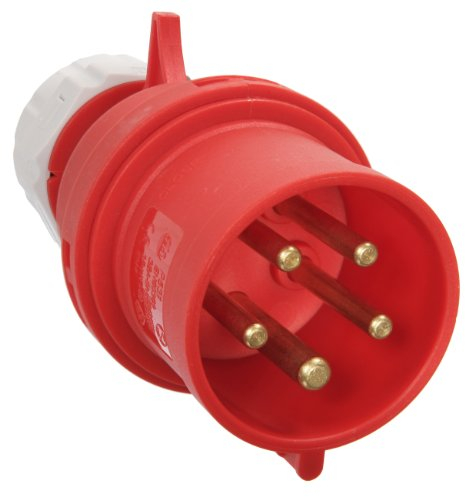 as - Schwabe spina CEE 400V/16A/5 poli - Spina di alimentazione con contatto a vite per il collegamento alla rete - Spina resistente agli urti - Protezione dagli spruzzi IP44 - Rosso/grigio, 60420
