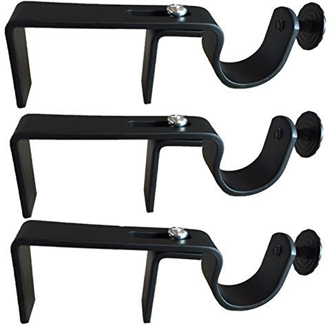 NoNo Bracket - Outside Mounted Blinds No Drill Curtain Rod Attachment Set of 3 (Black) No Drill Curtain Rod Holder