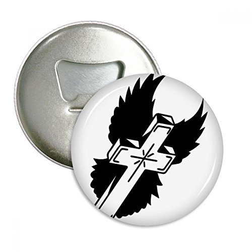 Religion Christentum Kirche Kreuz Flügel rund Flaschenöffner Kühlschrank Magnet Pins Badge Button Geschenk 3