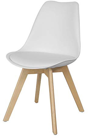 SoBuy FST58-W Esszimmerstuhl Küchenstuhl Wohnzimmerstuhl Schreibtischstuhl mit Rücklehne Polsterstuhl Weiß BHT ca.: 48x82x53cm