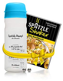 EINSTEIGER-SET für VEREINFACHTES SPÄTZLE MACHEN mit dem patentierten Spätzle-Shaker (675 ml) in BLAU für 2 Portionen Spätzle + kreativem Rezeptbuch (8. Auflage, Verlag Südwest)