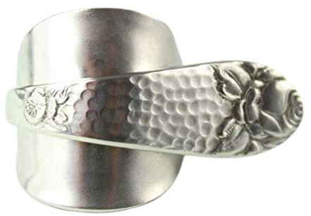Hammerschlag Rosen Besteckschmuck Ring, Größe 65 (20,8) Ring aus Besteck