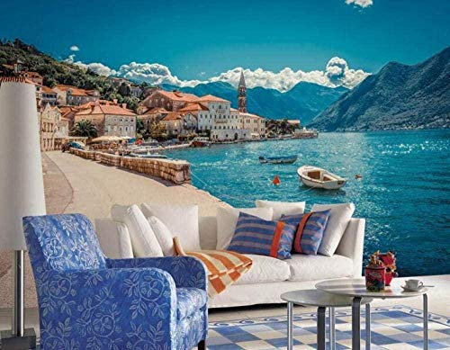 European Seaside City Harbor Fishing Boat Mural Background Wall Custom 3D Photo Wallpaper Murals Home Decorati Custom 3D Wallpaper Paste Living Room The Wall for Bedroom Mural Border-430cm×300cm