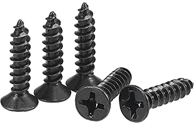 sourcing map M3.5 X 16mm Madera Tornillos Phillips Plano Cabeza Carbono Acero Auto Roscantes Tornillos Negro 200 Piezas