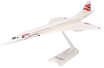 herpa Snap-fit airplane model British Airways Aérospatiale-BAC Concorde - G-BOAC on scale of 1:250, plastic miniature with pedastal, model building, collectors edition