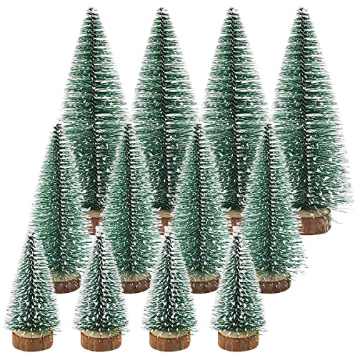 Guador 12 pezzi di albero di Natale artificiale, mini albero di Natale mini albero di Natale verde piccolo albero di Natale artificiale 10/15/20 cm mini decorazione da tavolo artificiale finestra fai
