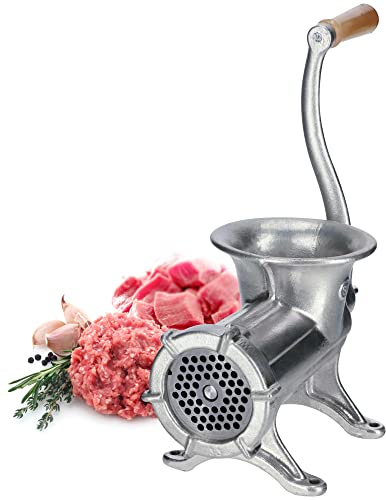 KADAX Fleischwolf aus Eisenguss, 6 Größen, manuelle Fleischmaschine, Vintage Fleischwolf, verzinkte Mahlmaschine, Mahlmaschine für Fleisch (Größe 22)