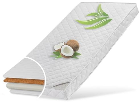 Kids Collective Babymatratze 70x140 cm KOKOS mit gestepptem Aloe Vera-Bezug 10cm hoch Babymatratze Kindermatratze 70x140 Kokos-Matratze für Babybett oder Kinderbett Körpergewicht bis 60kg