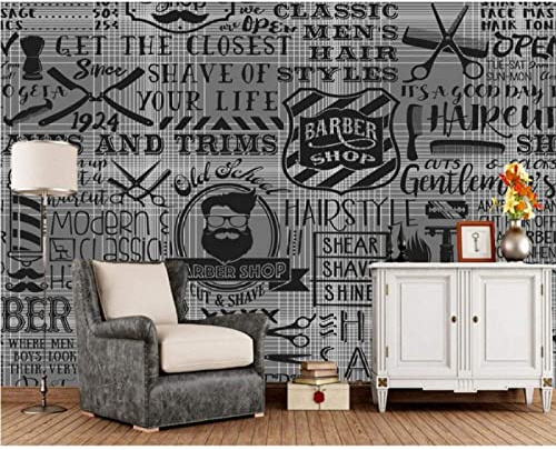 Bdwtsvoksrk Papier peint Vintage personnalisé,éléments de salon de coiffure pour le mur du canapé de salon de coiffure papier peint mural de salon