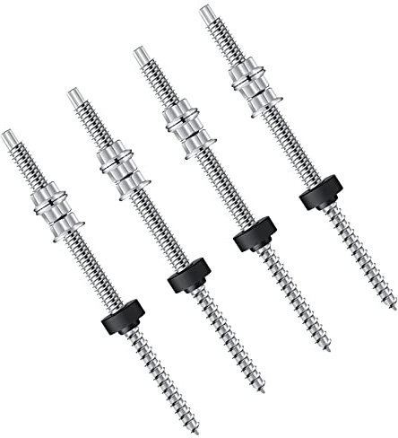 Tornillo De Estaca m10 x 200 Mm Premontados Acero Inoxidable v2a a2,Altura Regulable Pernos De Suspensión Solar Con Junta Epdm y Tuercas Dentadas De Bloqueo (4 Piezas)