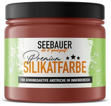 SEEBAUER diy Silikatfarbe Dunkelrot 300ml für Innen (No. 324 Cherry Kiss) Atmungsaktive Mineralfarbe für Allergiker - Abwaschbare Wandfarbe - Rottöne hohe Deckkraft