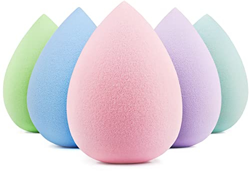 BEAKEY 5 Pcs Makeup Sponge Set, Latex-Free Makeup Sponges for Foundation, Multi-colored Boun Boun Sponges, Flawless for Liquid, Cream, and Powder