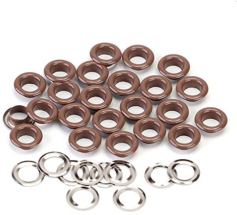 ezqnirk 50Sets Öse DIY Dekoration Metall Knopfloch Hohlniet Mit Unterlegscheiben,Brown,10mm internal