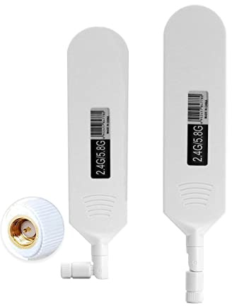 Vecys Dual Band WiFi 2.4GHz 5.8GHz Antena 12dBi Alta Ganancia Omnidireccional Pegamento Stick SMA Conector Macho Antena para WiFi Router Tarjeta de Red Inalámbrica (Blanco, 2 PCS)