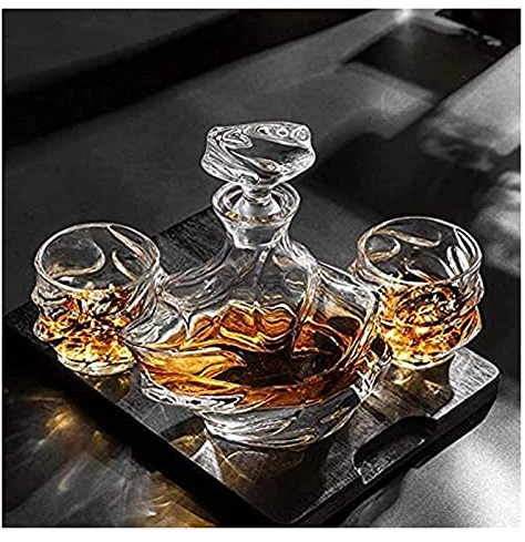 Bouteille à boire en cristal Personnalité Carafe à vin et ensemble de verres Ensemble de whisky personnalisé, bouteille en verre de 900 ML