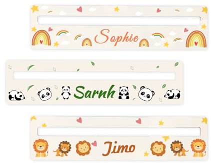 Lesehilfe Kinder, OXYEFEI Lineal 20 cm 56 Muster Grundschule mit Namen Personalisiert Lesezeichen Kinder mit Lesefenster Holz Lesestreifen Schule für Junge Schulkind Hilfe Lesen Lernen(Bunt)