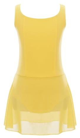 inhzoy Body Ginnastica Artistica Bambina con Chiffon Gonna Vestito da Balletto Danza Classica Ballerina Moderna Senza Maniche Abito da Pattinaggio Artistico Dancewear