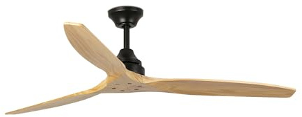 FARO BARCELONA Deckenventilator ALO Stahl schwarz matt, Kiefernholz, H: 30,2 cm, Ø 152 cm